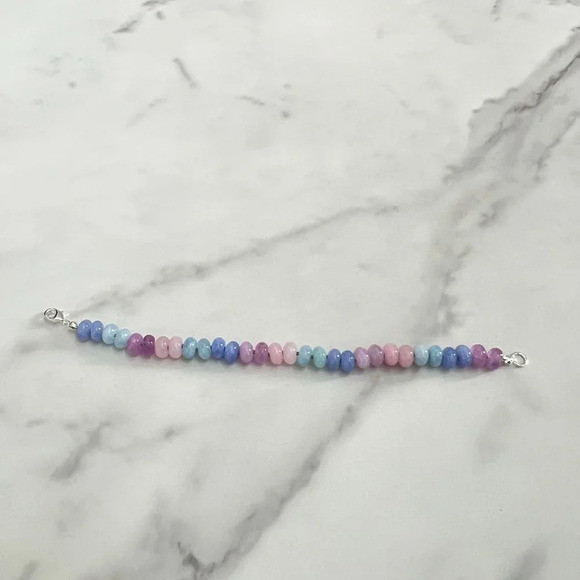 Ombre Jade Gemstone Beaded Hand Knotted Bracelet Silver Plated Clasp - Picture 6 of 7